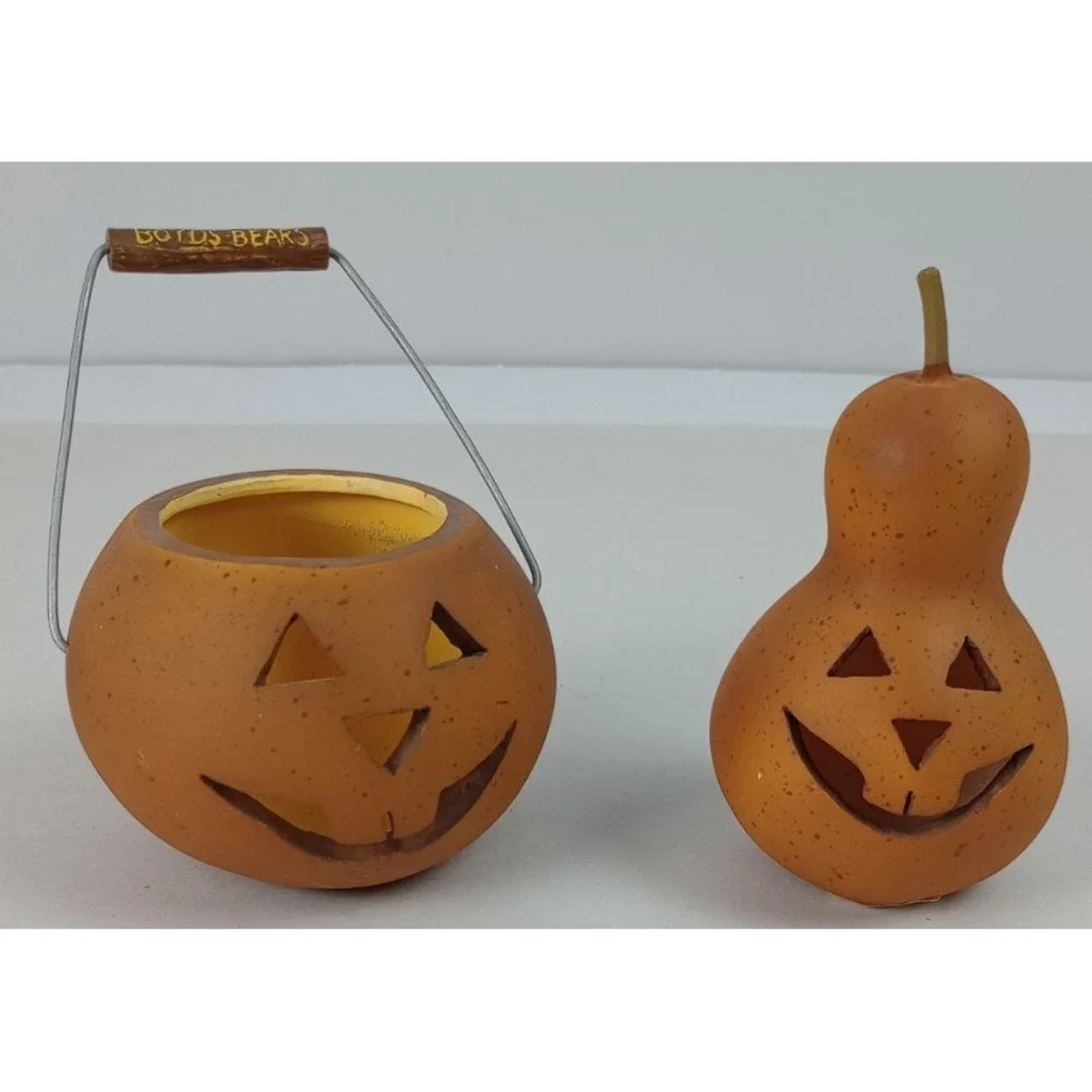 VTG Rare Boyds Bears Ceramic Jack O Lantern Pumpkin Halloween Pail Gourd Squash